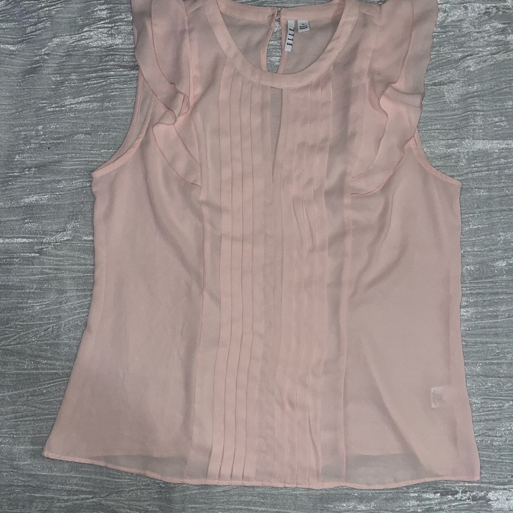 Elle sleeveless blush pink blouse womens medium casual career preppy workwear